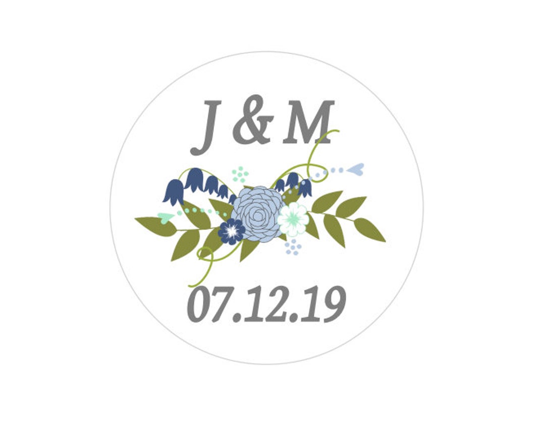 100 Custom Wedding Envelope Seals Wedding Invitation Stickers Blue