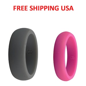 2 pcs  Silicone Wedding Rings set Rubber Band For Husband & Wife Best Gift for Him / Her Athletic Gym  FREE SHIPPING