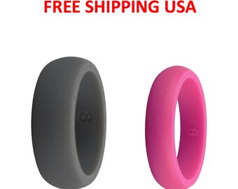 2 pcs  Silicone Wedding Rings set Rubber Band For Husband & Wife Best Gift for Him / Her Athletic Gym  FREE SHIPPING
