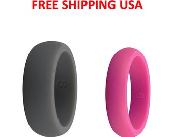 2 pcs  Silicone Wedding Rings set Rubber Band For Husband & Wife Best Gift for Him / Her Athletic Gym  FREE SHIPPING