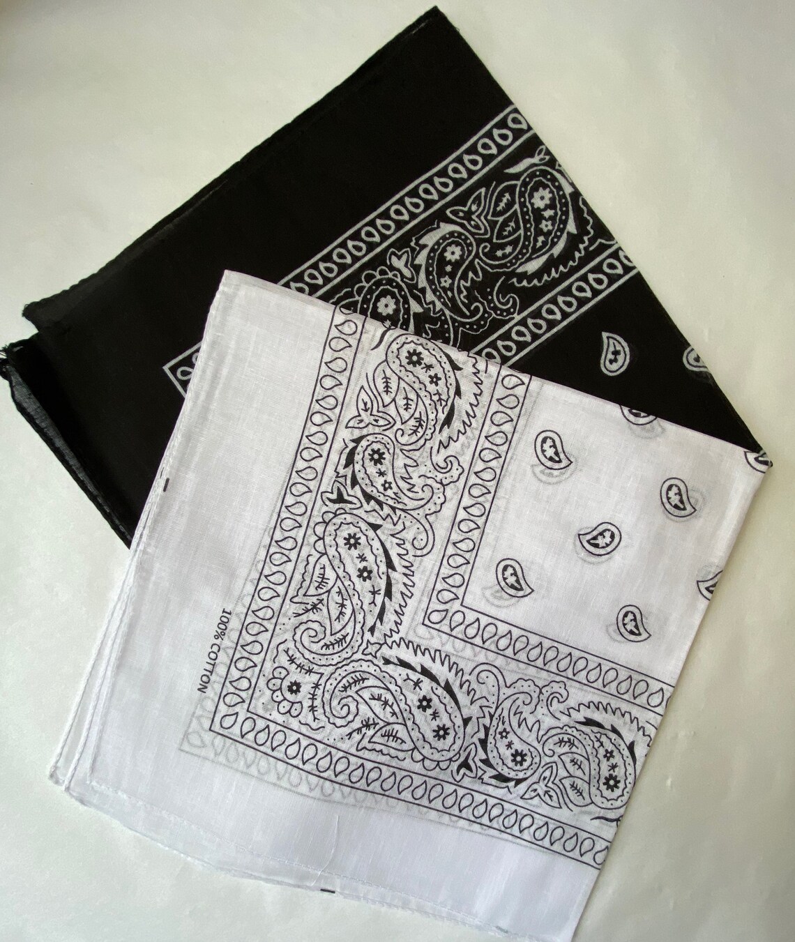 2 Bandanas Black & White I 100 Cotton Hiphop Scarf Etsy