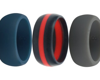 3 Flexible Mens Silicone Ring Set I Rubber Bands Gift for Him Husband Dad