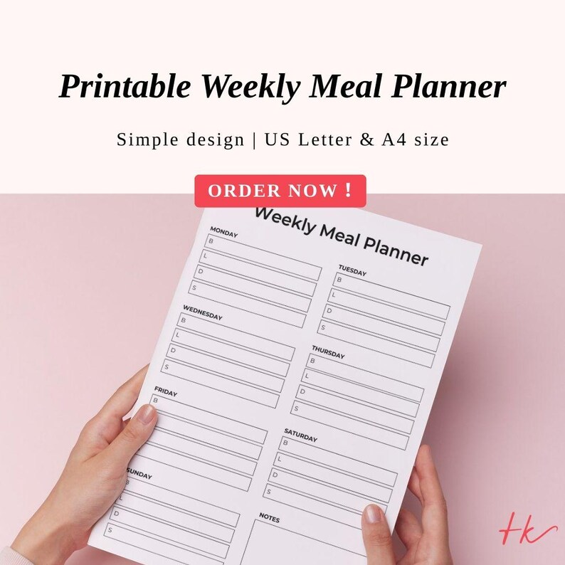Printable Weekly Meal Planner, Meal Plan A4 PDF, US Letter - Etsy
