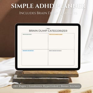 Agenda minimalista per iPad dedicata all'ADHD, diario per le funzioni esecutive di persone neurodivergenti (download digitale)