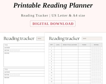 Printable Reading Planner: Book Review Tracker (PDF Download)