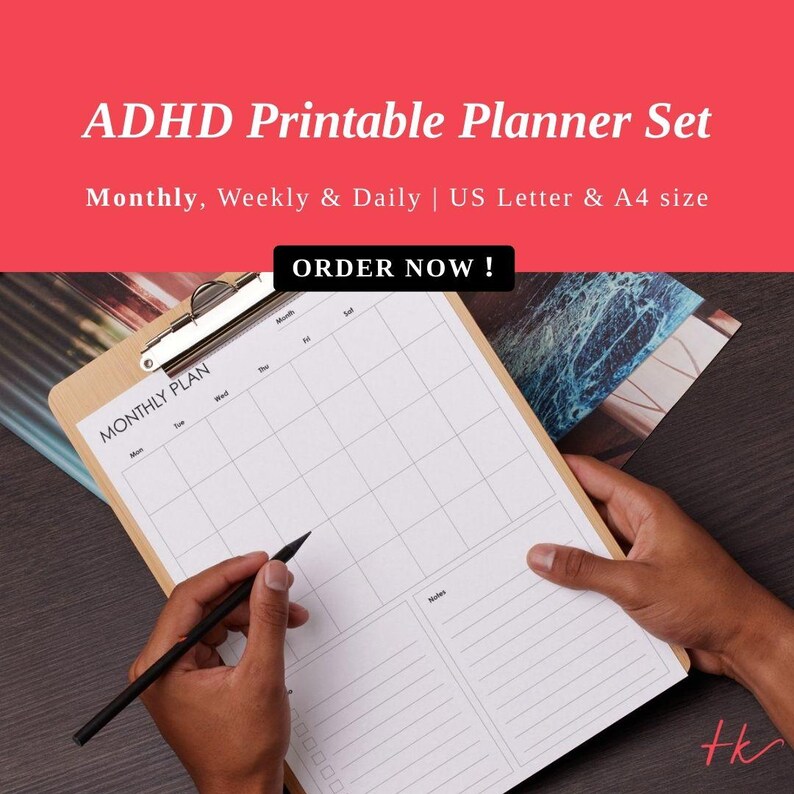 ADHD Planner Printable | Adult Executive Function Organizer | Monthly ...