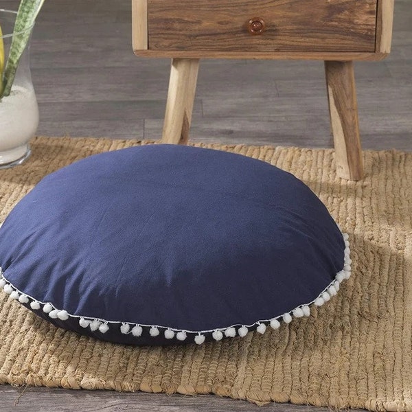 All Size Plain Cushion Covers-\\ Round Floor decorative Large Cushion Cover//- Room Decorative Best Quality Navy Blue Cotton Pillows Covers