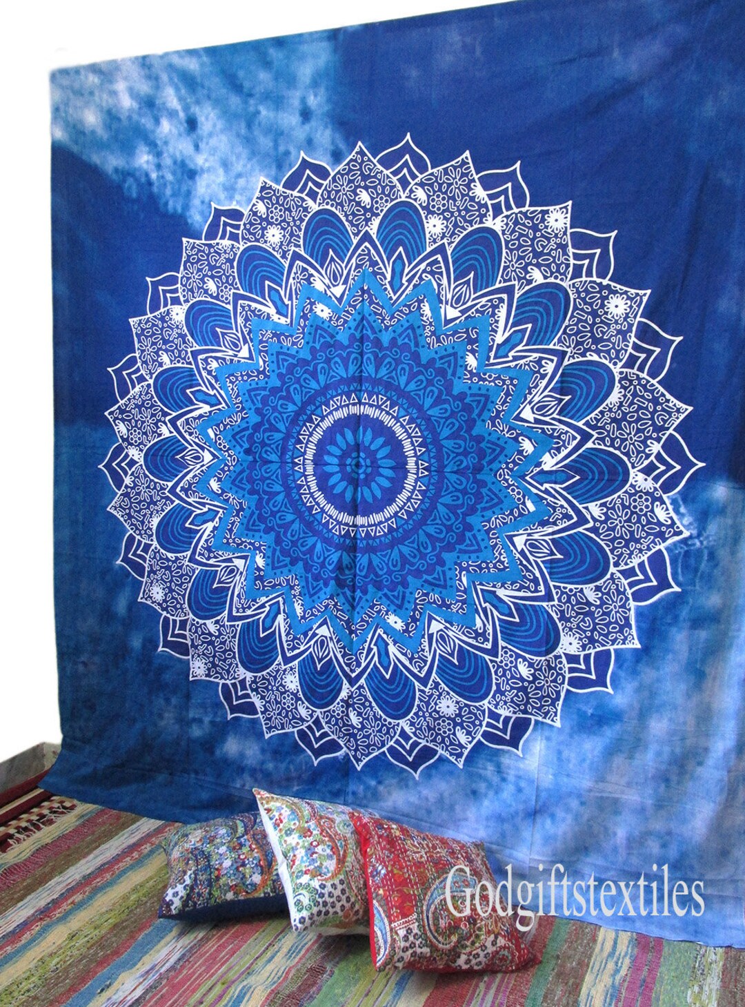 Indian Mandala Queen Size Blue Tie Dye Wall Decor Hanging - Etsy