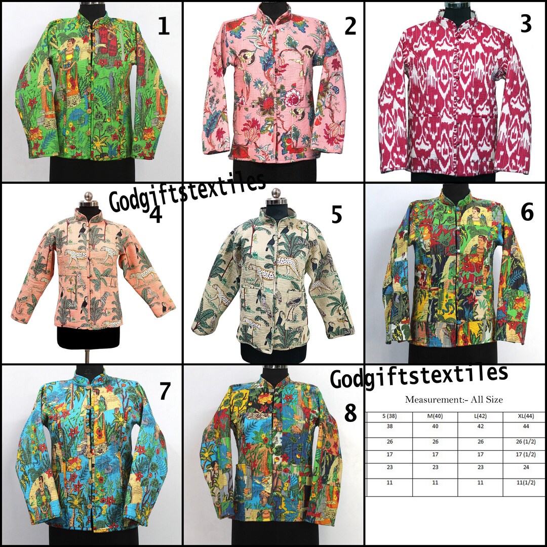 Indian Cotton Jacket, Printed Stitching Pattern Coat , Quilted