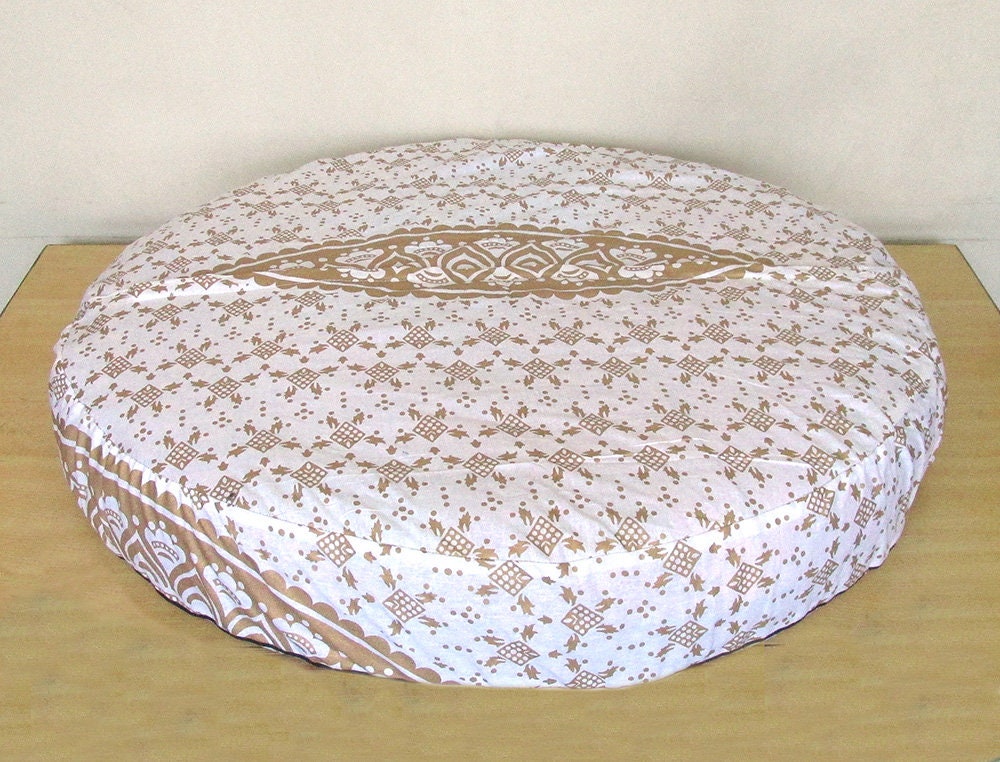 35 Inch New Indian Large Round Floor Pillow Cover White Etsy