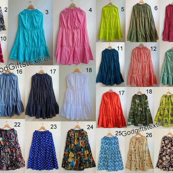Midi Maxi Skirt // Elastic waist Skirts // Casual Loose Skirts Solid Plain Skirts // Printed Skirts // Cotton Stylish Frill Skirt 96" Cm