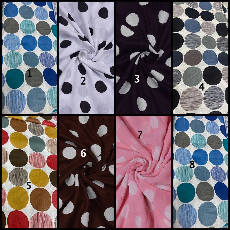 Polka Dots Prints Fabric Cotton Like Printed Dress Quilting Sewing By the Yard 