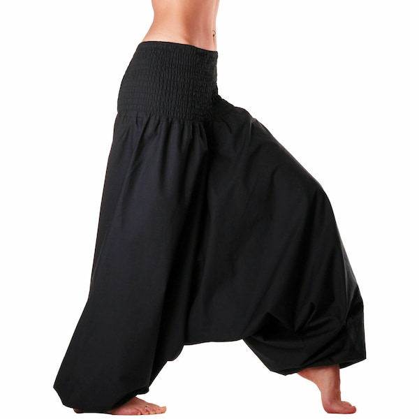 Women Black Yoga Harem Pant Ali Baba Women Trousers Gypsy Hippie Baggy Girls Yoga Pants Harem Loose Aladdin Unisex Cotton Plain Genie Pants