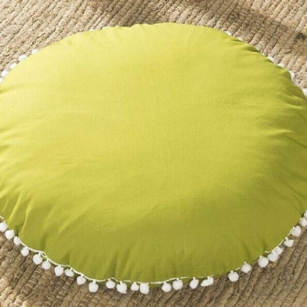 Housses de coussin unies toutes tailles-\\ décoratives de sol rondes jaune grande housse de coussin //- décoratives de chambre meilleure qualité d'oreillers en coton