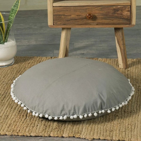 Fodere per cuscini semplici di tutte le dimensioni -\\ Fodera per cuscino grande grigia decorativa per pavimento rotondo //- Cuscini decorativi in cotone della migliore qualità per la stanza