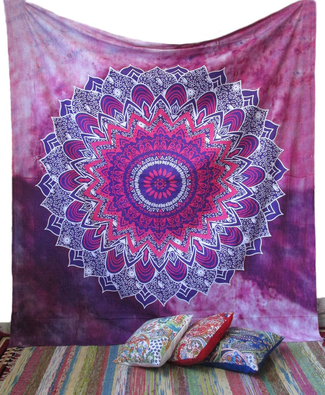 Queen Size Tie Dye Indian Mandala Wall Decor Hanging Tapestry Home ...