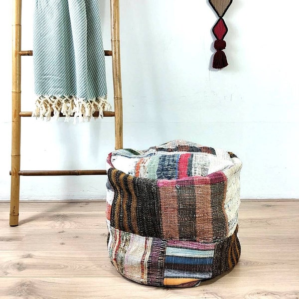 Pouf chaput turc - Pouf Kilim - Fait main - Oreiller de sol - Patchwork - Pouf - Rond - Boho - Ethnique - Kilim - Vintage