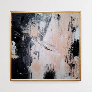 Abstract modern acrylic painting, canvas, abstract painting, abstract wall art, modern mural, white, black, beige, wall decor