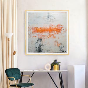 Abstract modern acrylic painting, canvas, abstract painting, abstract wall art, modern mural, white, beige orange, wall decoration
