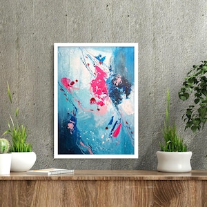 Original acrylic painting on watercolor paper, abstract water world, acrylic painting, modern acrylic painting, abstract wall art, 50 x 40 cm, fine art