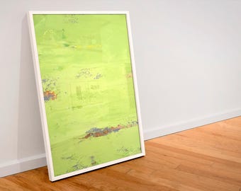 Exciting acrylic painting on canvas, abstract art for the living room, abstract wall art, modern wall art in light green and gold, pictures
