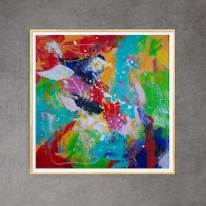 Abstract acrylic painting 40 x 40 cm, abstract modern canvas, original wall art, abstract mural, colorful painting, acrylic art