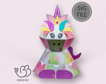 SVG Advent Calendar Unicorn including video instructions Plotter file Digital SVG file