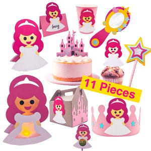 Princess Party Set 11 piezas fiesta temática cumpleaños infantil archivo de corte para máquinas de corte Archivo SVG, incluyendo instrucciones en video