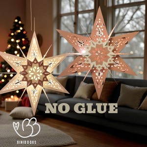 Estrella de Navidad 3D sin pegamento, archivo SVG para plotter, decoración navideña SVG, farol, lámpara, estrella luminosa con instrucciones en vídeo