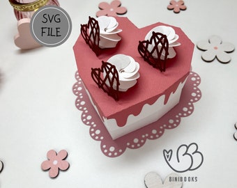 3D Cream Cake Gift Box SVG, archivo de corte para máquinas de corte Archivo SVG, incluyendo instrucciones en video, pastel de cumpleaños, regalo del Día de la Madre