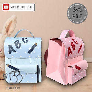 Coffret cadeau sac d'école en papier 3D SVG / PDF cadeau pour la rentrée scolaire, la rentrée scolaire, sac à dos fichier SVG