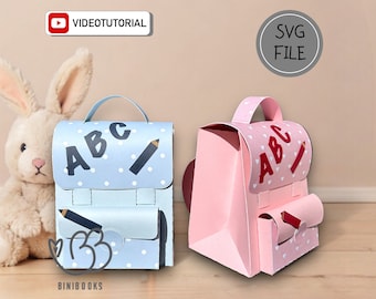 3D Paper School Bag Gift Box SVG / PDF Gift for First Day of School, Back to School, Backpack SVG File