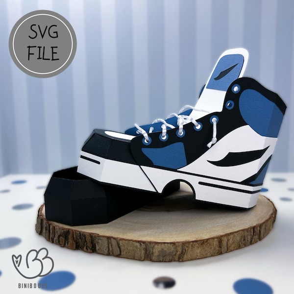 3D Sneaker Geschenkbox SVG Datei, Schnittdatei für Schneidemaschinen, inkl. Videoanleitung, Turnschuh aus Papier