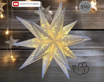 Christmas star SVG file, plotter file, SVG star cutting file 3D star with video instructions