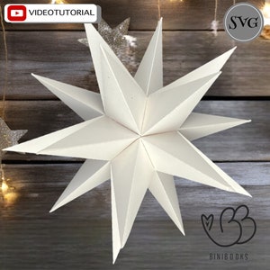 Archivo Poinsettia SVG, archivo de trazador, archivo de corte de estrella SVG estrella 3D con instrucciones en vídeo