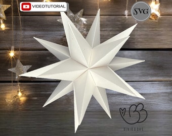 Christmas star SVG file, plotter file, SVG star cutting file 3D star with video instructions