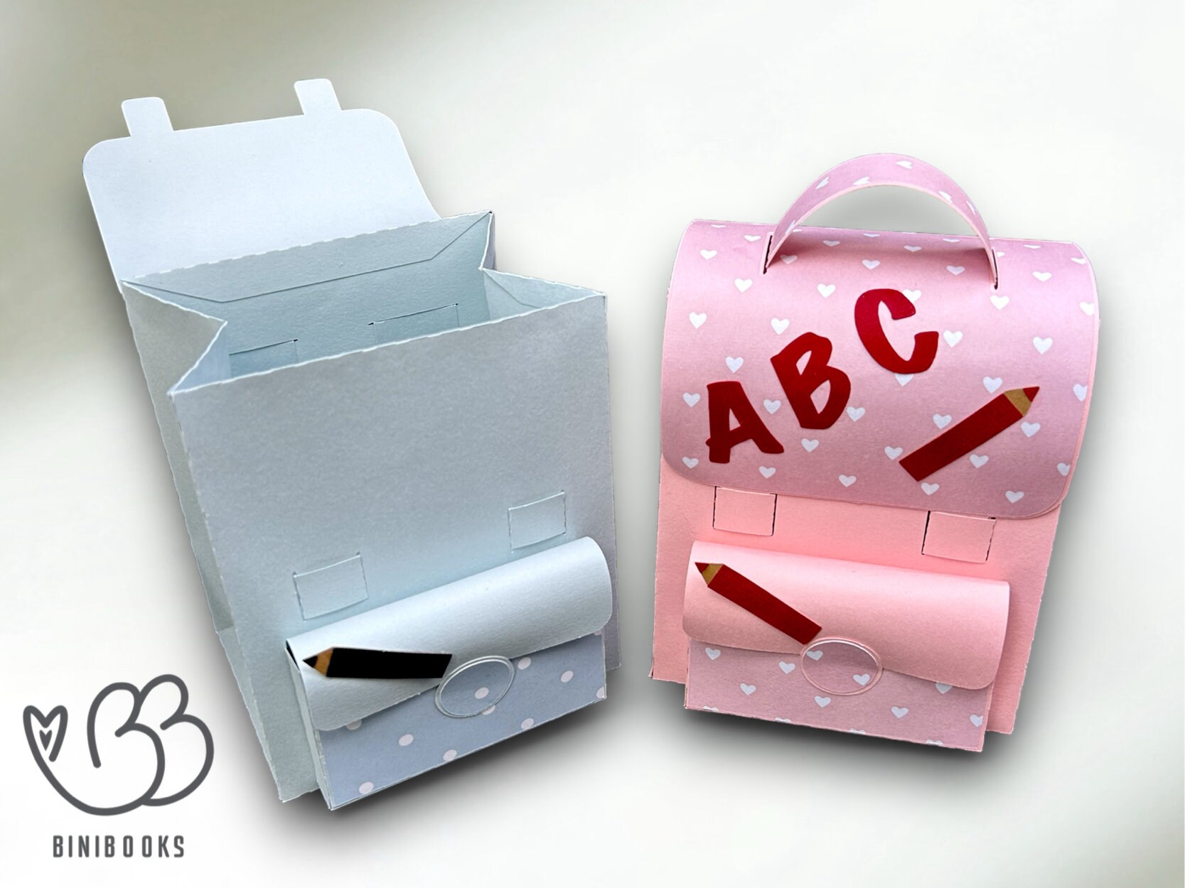 Scool Box Svg 3D Paper School Bag Gift Box SVG / PDF Gift for First Day of School ...