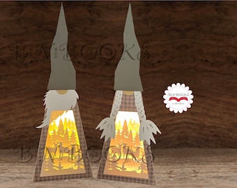 SVG lantern gnome shadow box incl. video instructions Christmas plotter file for cutting machines Digital SVG file