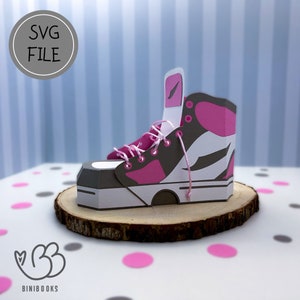 Caja de regalo de zapatillas 3D Archivo SVG + PDF, archivo de corte para máquinas de corte, incluidas instrucciones en vídeo, zapatillas de papel