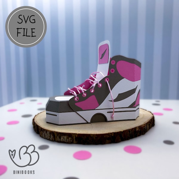 3D Sneaker Geschenkbox SVG Datei, Schnittdatei für Schneidemaschinen, inkl. Videoanleitung, Turnschuh aus Papier