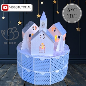 Advent calendar Christmas village SVG file, plotter file, SVG / PDF cutting file Christmas village winter village lantern, with video instructions