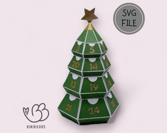 Calendrier de l’Avent SVG Arbre de Noël avec instructions vidéo fichier traceur Fichier SVG numérique