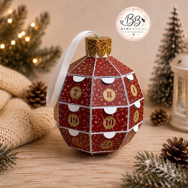 Advent Calendar Ornament | SVG Plotter + PDF Printer | 24 Boxes | Includes Video Instructions | Digital File