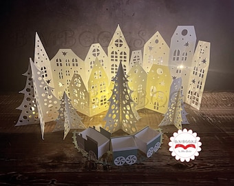 Christmas village including video tutorial Christmas plotter file for cutting machines Lantern SVG file