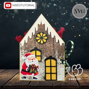 Mini album Natale Casa di Natale File SVG, file plotter, file di taglio SVG Buono regalo denaro 3D con istruzioni video
