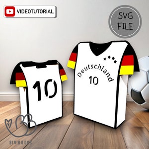 3D Deutschlandtrikot Geschenkbox SVG Datei, Fußballfans, Plotterdatei für Silhouette und Cricut, Europameisterschaft 2024 Deutschland + PDF