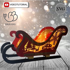 Weihnachtsschlitten * Weihnachten Winter SVG Datei, Plotterdatei, SVG  Schneidedatei 3D Laterne, mit Videoanleitung Lampe Licht