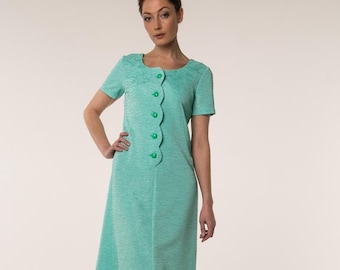 DRESS RENATA in aqua green colour - inspired by 1960s styles