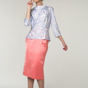 Blouse CIARA floral print Italian fabric inspired by 1940s fashion image 3