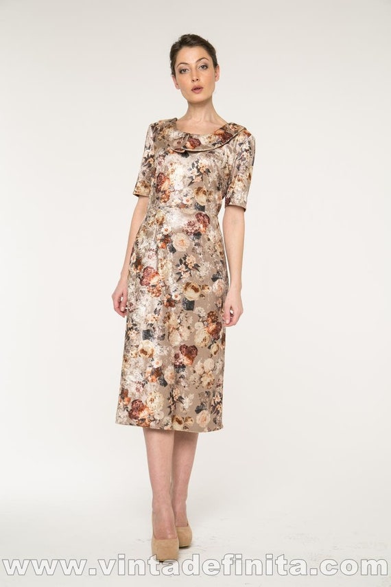 Dress ALINA - Luxurious Velvet With All Over Floral Print (french Fabric) -  Inspired by 1940s Fashion. - Etsy